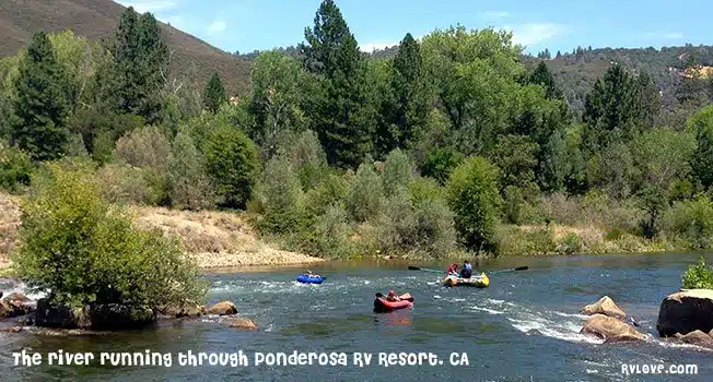 thousand trails ponderosa rv park in california rafters on american river