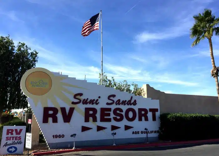 suni sands rv resort sign