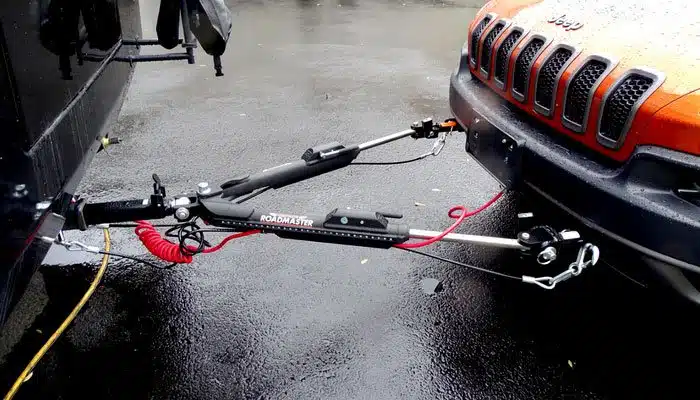 Tow bar on a shop car