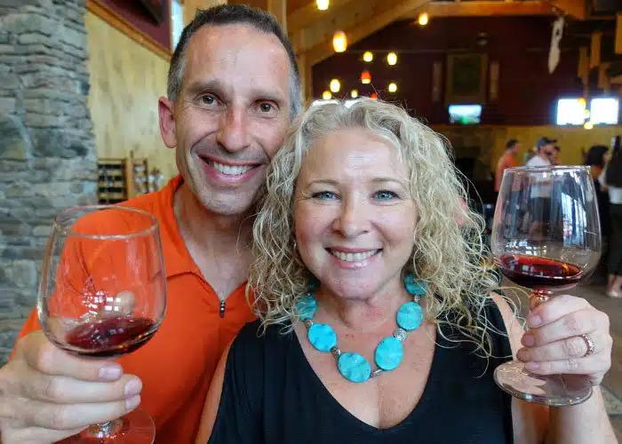 couple enjoying wine at barrel oak winery in virginia