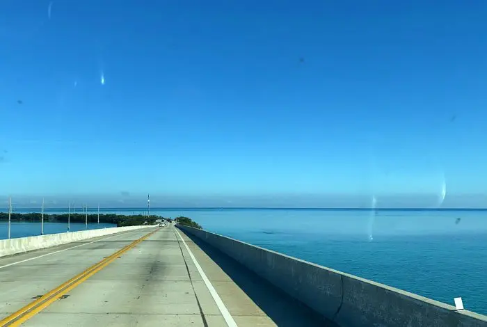 scene from driving on bridge in Florida keys