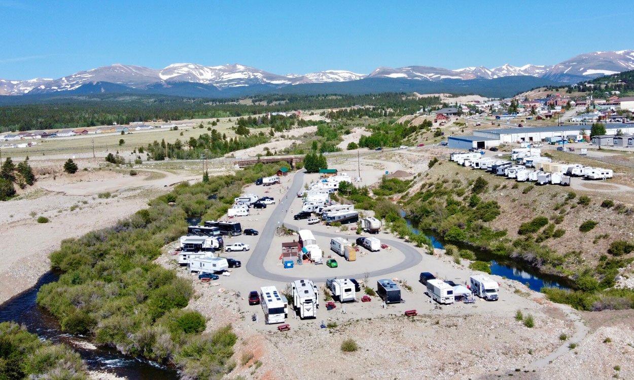 arial view of middlefork rv park in fairplay co