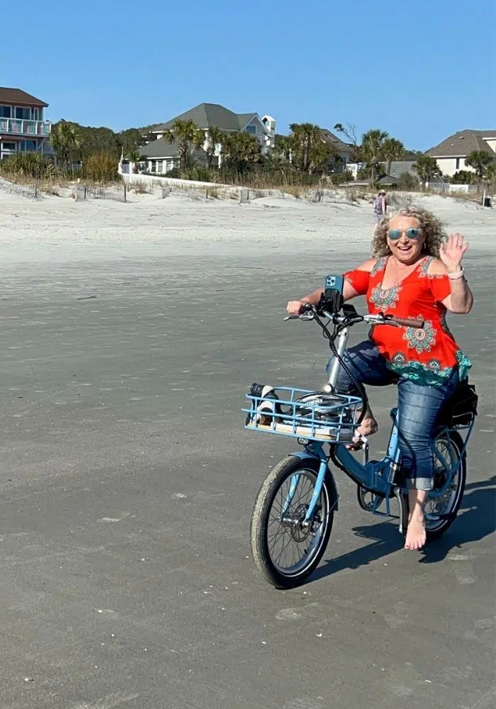 woman riding blix vika on beach