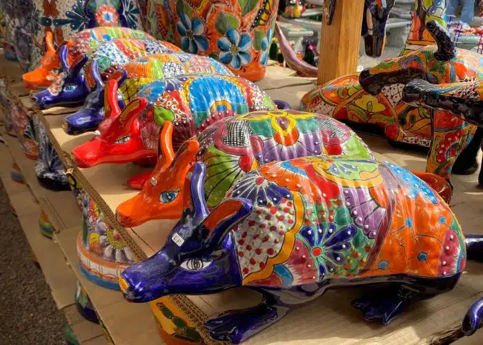 painted armadillo sculptures in mexico