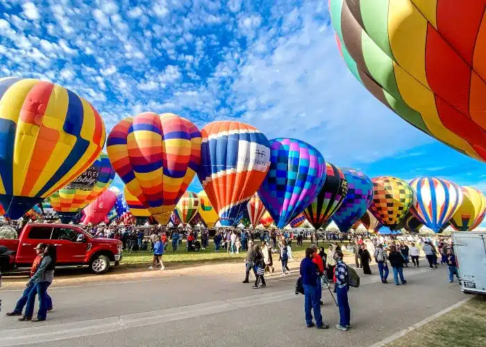 hot air balloons and big crowds