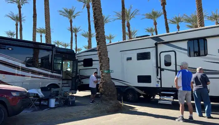 rv collision with class a rv and fifth wheel trailer