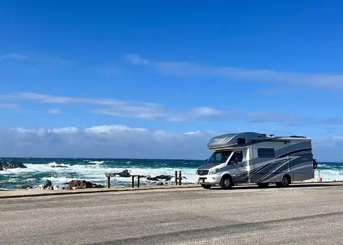 RV in pull out on Monterey 17 mile drive