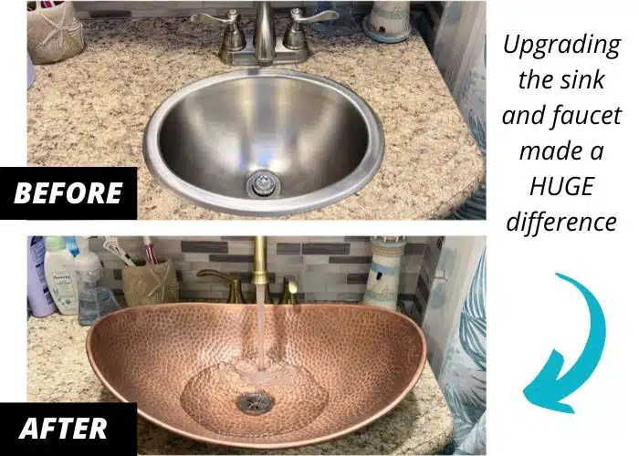 before and after rv bathroom sink and faucet