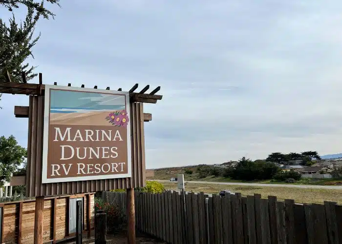 marina dunes rv resort sign