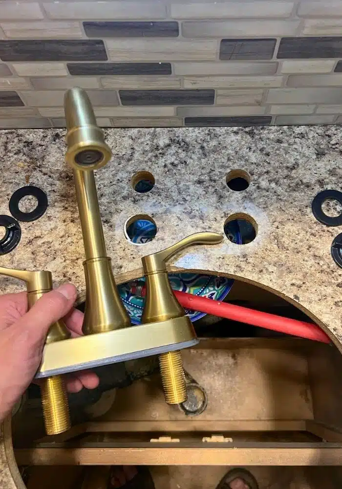 new gold faucet and parts pre install