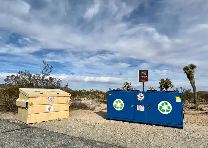 trash and recycling at belle campground