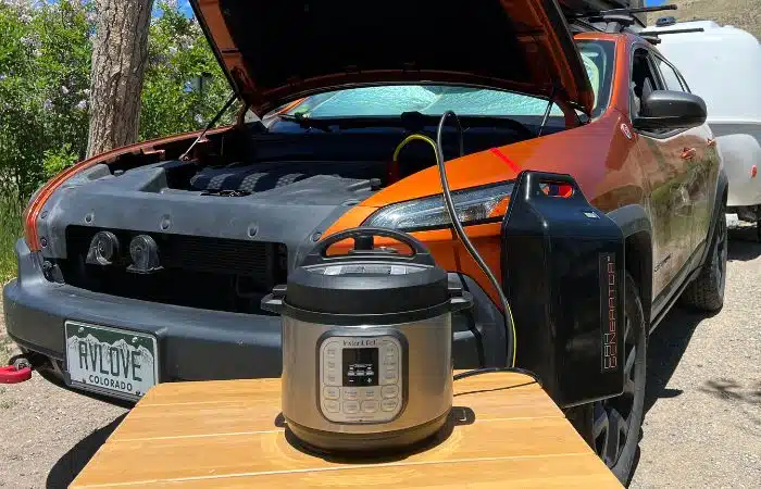 Instantpot on table in front of Jeep 2