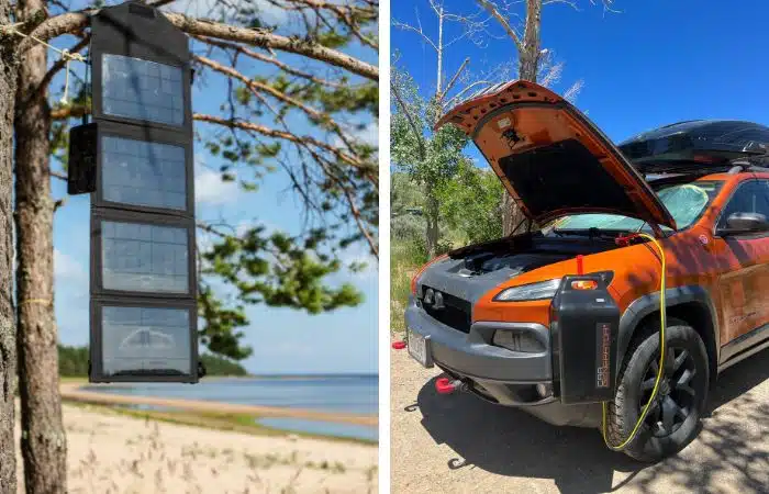 split image solar in tree vs car generator