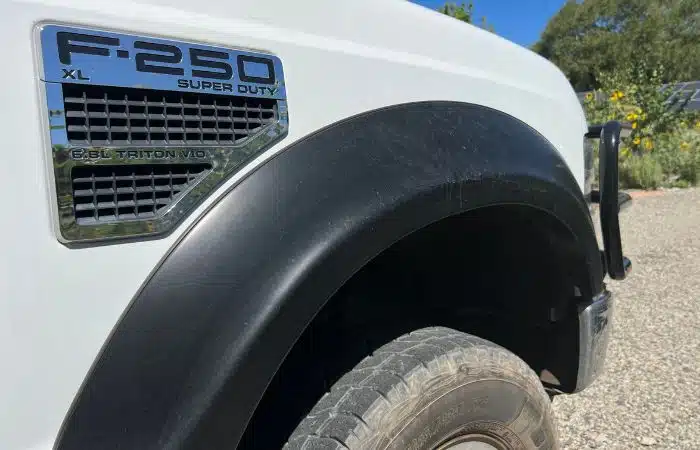 ford f-250 super duty badge on truck