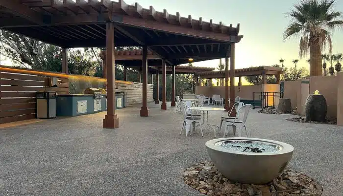 New outdoor patio entertainment area at Catalina Spa RV Resort