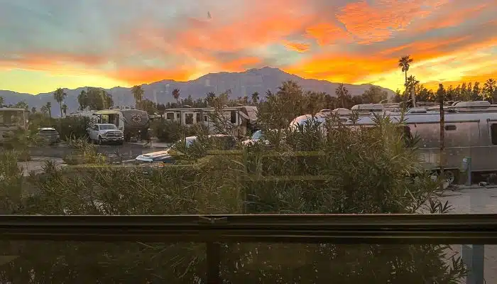 Sunset through RV window at Catalina Spa