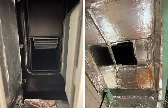 air conditioner exhaust before and after installed pieces