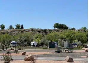 airstreams parked at camp eddy grand junction co trees behind