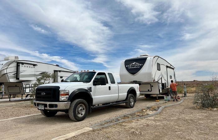 setting up campsite in Terlingua Texas