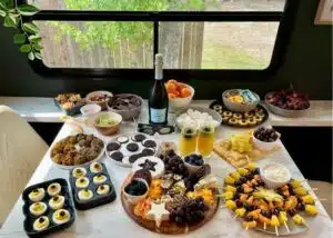 solar eclipse feast with cosmic themed food and drinks orange black
