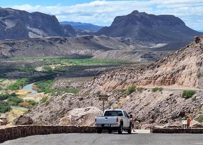 truck parked by scenic lookout at big bend ranch state park