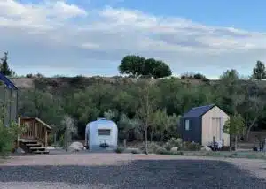 vintage airstream and shed at camp eddy grand junction co